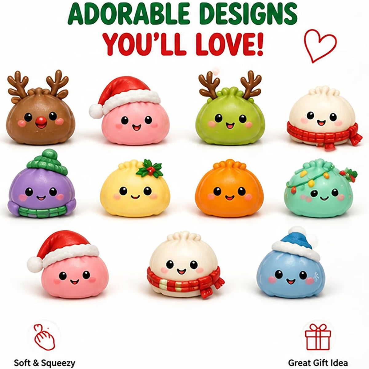 Christmas Dumpling Advent Calendar 2026, Dumpling Squishy Mystery Countdown Advent with 24 Squishy Dumpling Toy for Christmas Favors (1 Set)