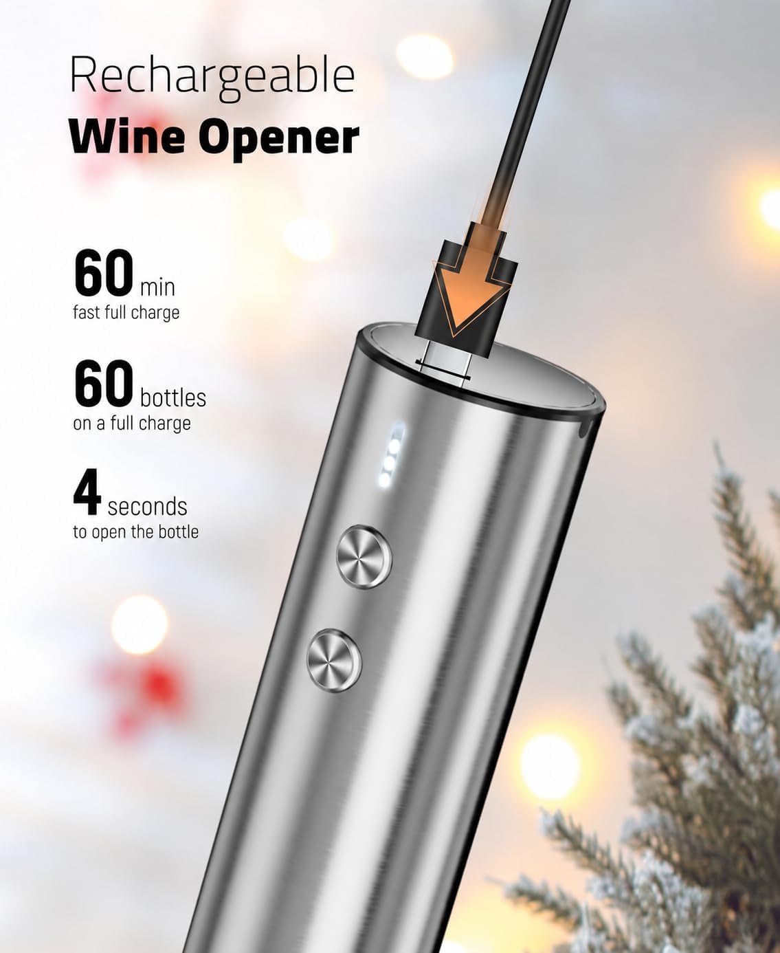 Electric Wine Opener Set - Premium Wine Gifts with Wine Opener, Foil Cutter, Wine Aerator, Vacuum Stopper, and Elegant Gift Box - Ideal Christmas Gift for Unforgettable Moments